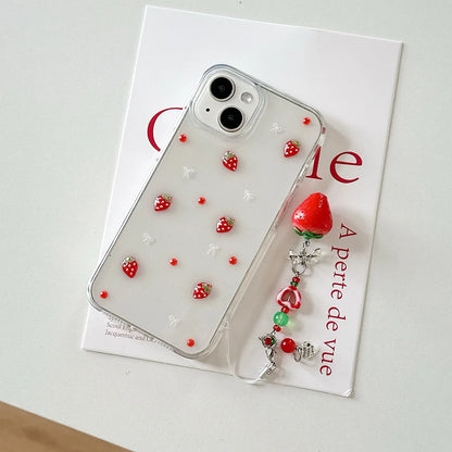 Cute 3D Strawberry Glitter Bling Phone Case