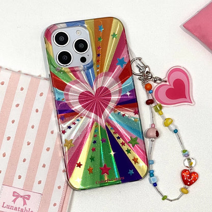 Cute Heart Colorful Rainbow Star Glitter Phone Case