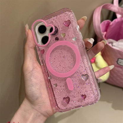 Glitter Love Heart Magsafe Case Phone