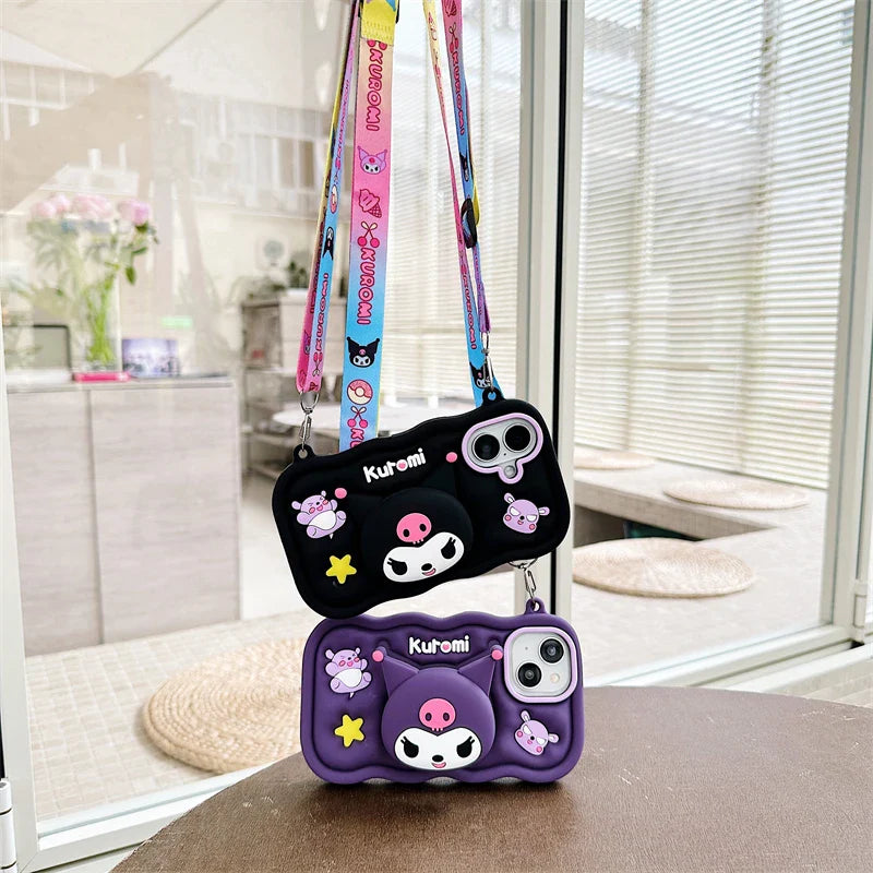 Kuromi Phone Case with Grip Holder for iPhone