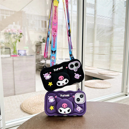 Kuromi Phone Case with Grip Holder for iPhone