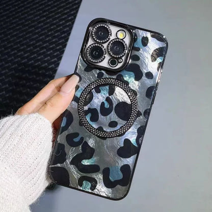 Laser Leopard Glitter Magnetic Phone Case