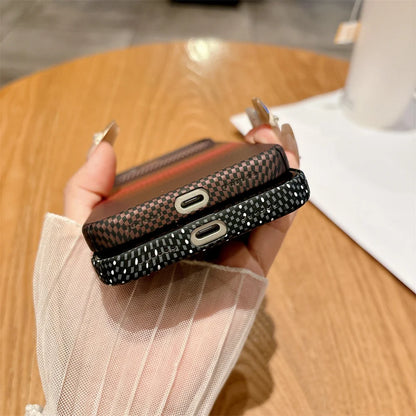 Colourful Kevlar Carbon Fibre Pattern Magnetic Phone Case