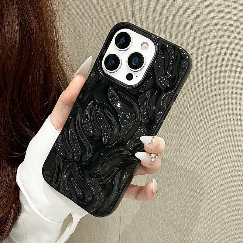Ins 3D Rose Meteorite Pattern Texture Phone Case