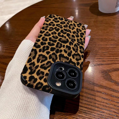 Fashion Brown Leopard Silicone Leather Phone Case