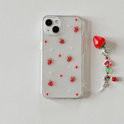Cute 3D Strawberry Glitter Bling Phone Case