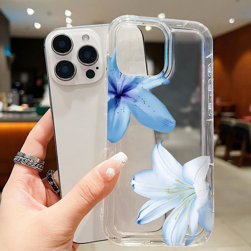 Flower Summer Blue Lily Clear Phone Case