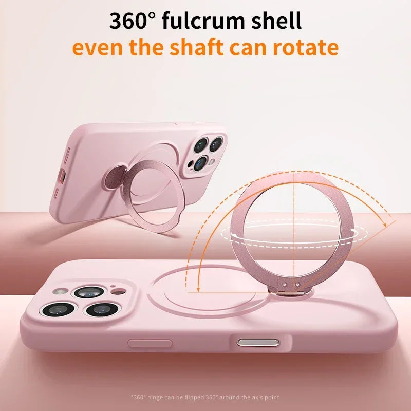 Liquid Silicone Bracket Magnetic Phone Case