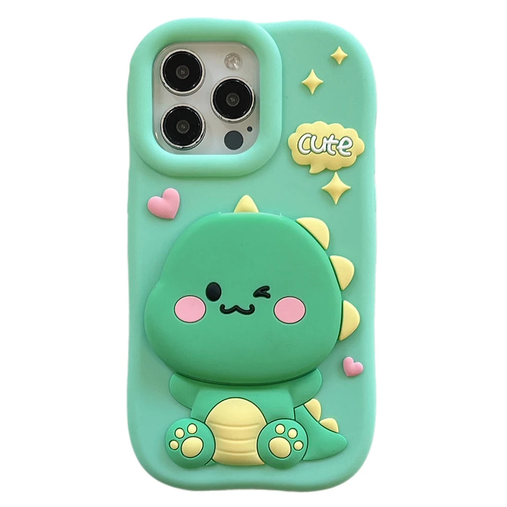 High Quality 3D Cute Dinosaur Hide Makeup Mirror Phone Case