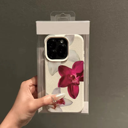 Elegant Red Orchid Flower Design Phone Case