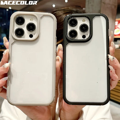 Luxury Matte Black Shockproof TPU Frame Clear Armor Phone Case