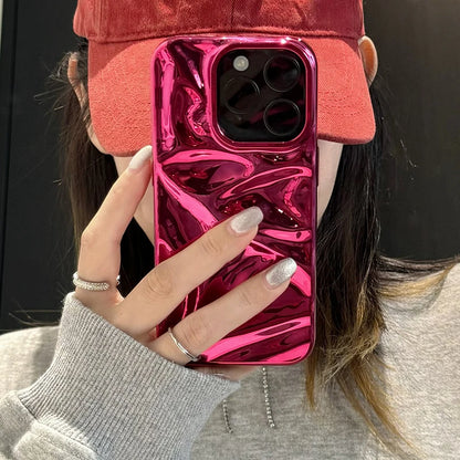 Plating Red Water Ripple Wrinkle Texture Phone Case