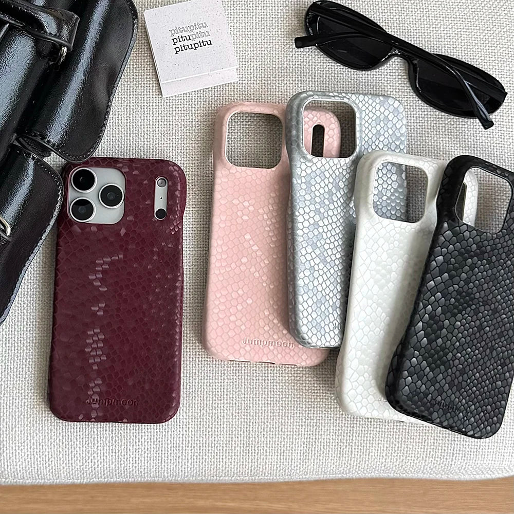 Luxury Chic Snake Skin Texture PU Leather Silicone Soft Phone Case