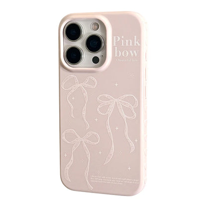 Simple Korean Pink Bow Glossy Protective Phone Case