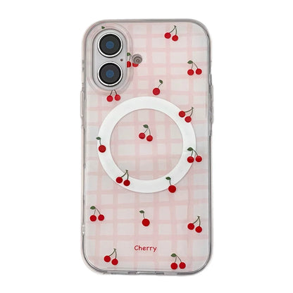 Korean Cute Cherry Bowknot Magnetic Phone Case