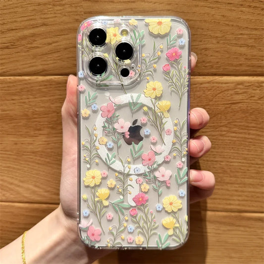 Floral Magsafe Clear Case for iPhone
