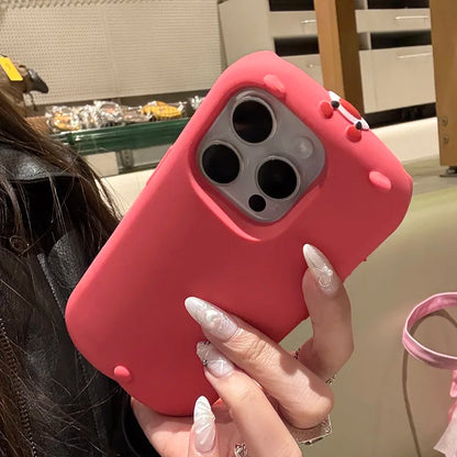 Fashion Red Cute 3D Bear Soft Silicone Phone Case