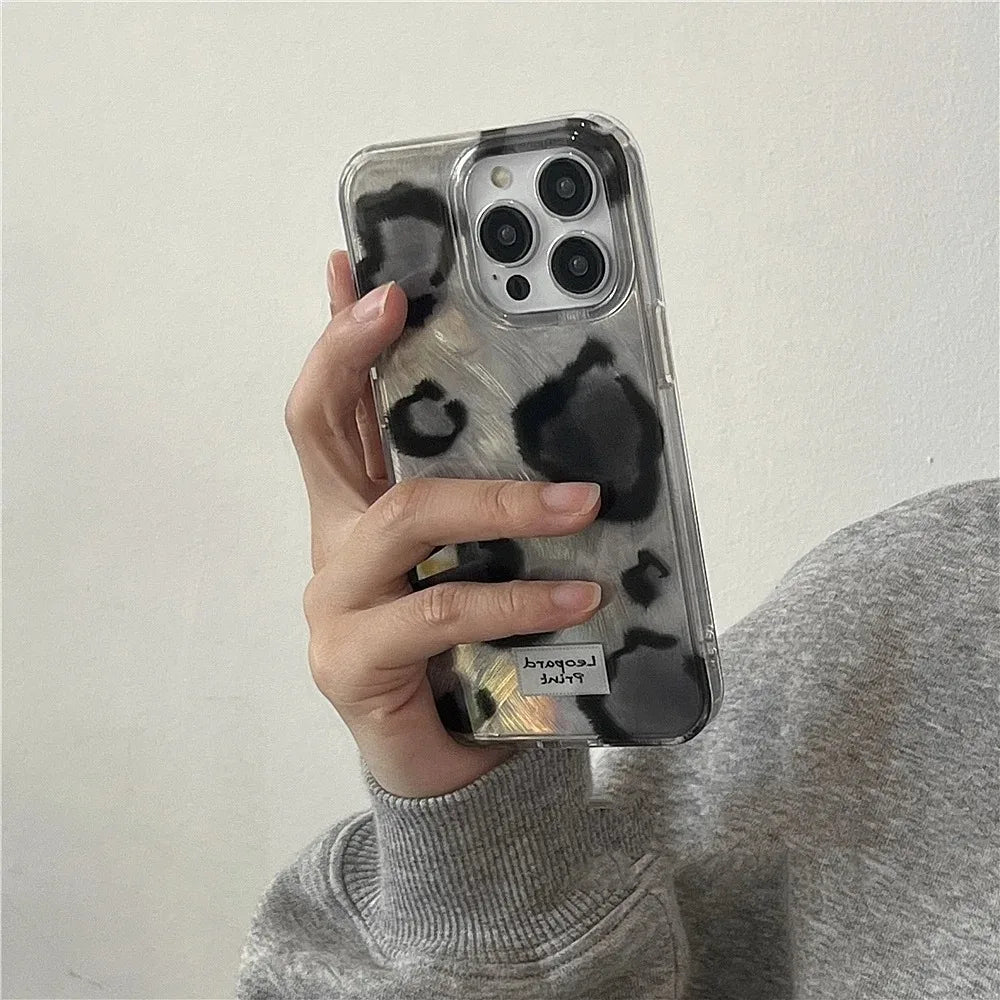 Cute Leopard Prints Feather Yarn Phone Case