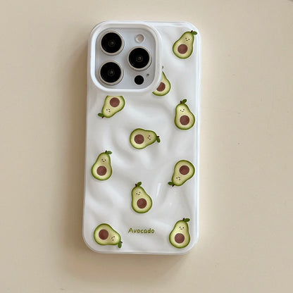 Ins Simple Fruit Durian Avocado Guava Cute Folds Texture Phone Case
