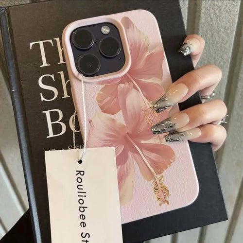 Pink Hibiscus Elegant High Aesthetic Phone Case