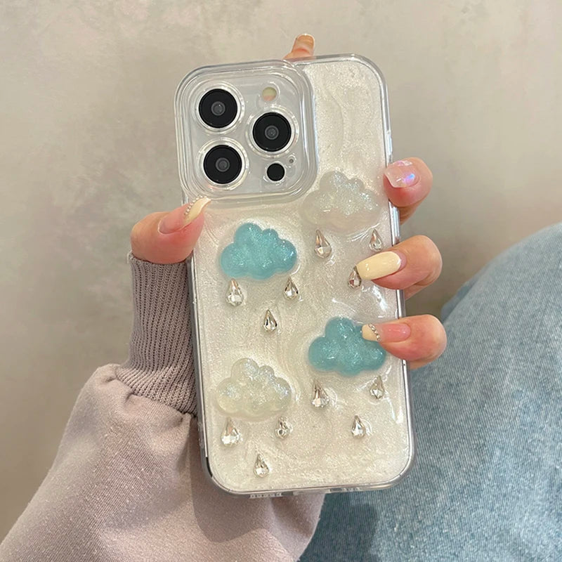3D Clouds Raindrops Phone Case
