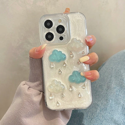 3D Clouds Raindrops Phone Case