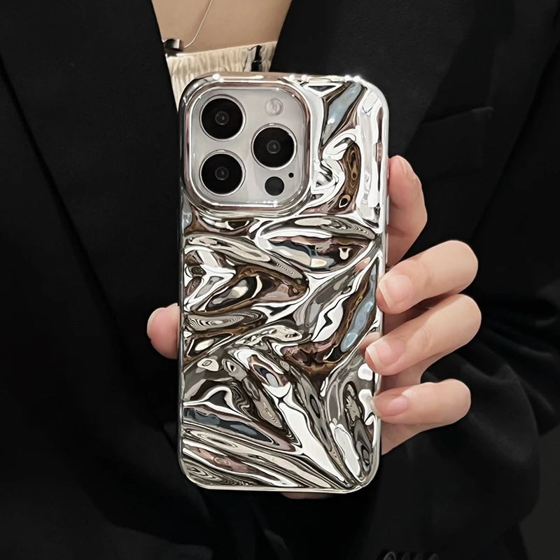 Stylish Plating Silver Water Ripple Phone Case