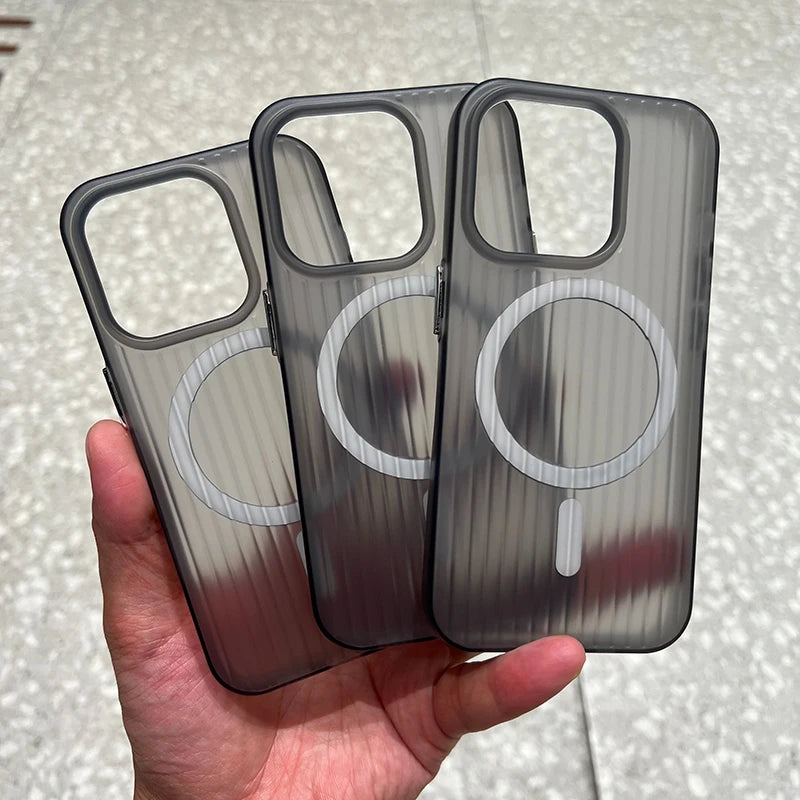 Magnetic Wireless Charge Corrugated Pattern Phone Case
