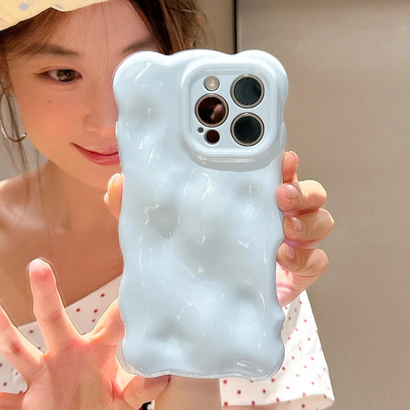 Ins 3D Clouds Waves Dopamine Color TPU Phone Case