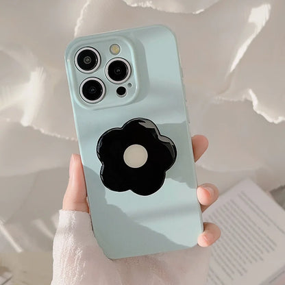 Luxury With Black Flower Bracket Holder Phone Case