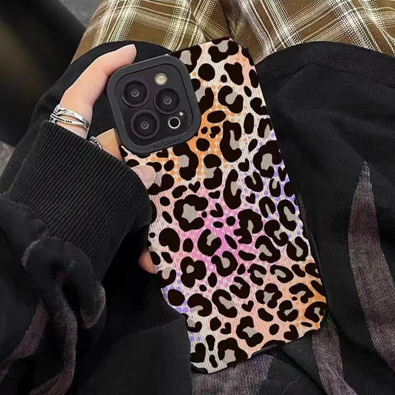 Fashion Color Leopard Silicone Phone Case