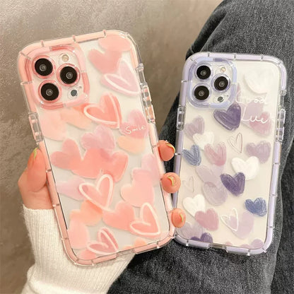 Cute Love Heart Soft Shockproof Bumper Transparent Phone Case