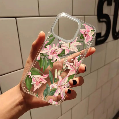 Pink Flowers Aesthetic Transparent Phone Case