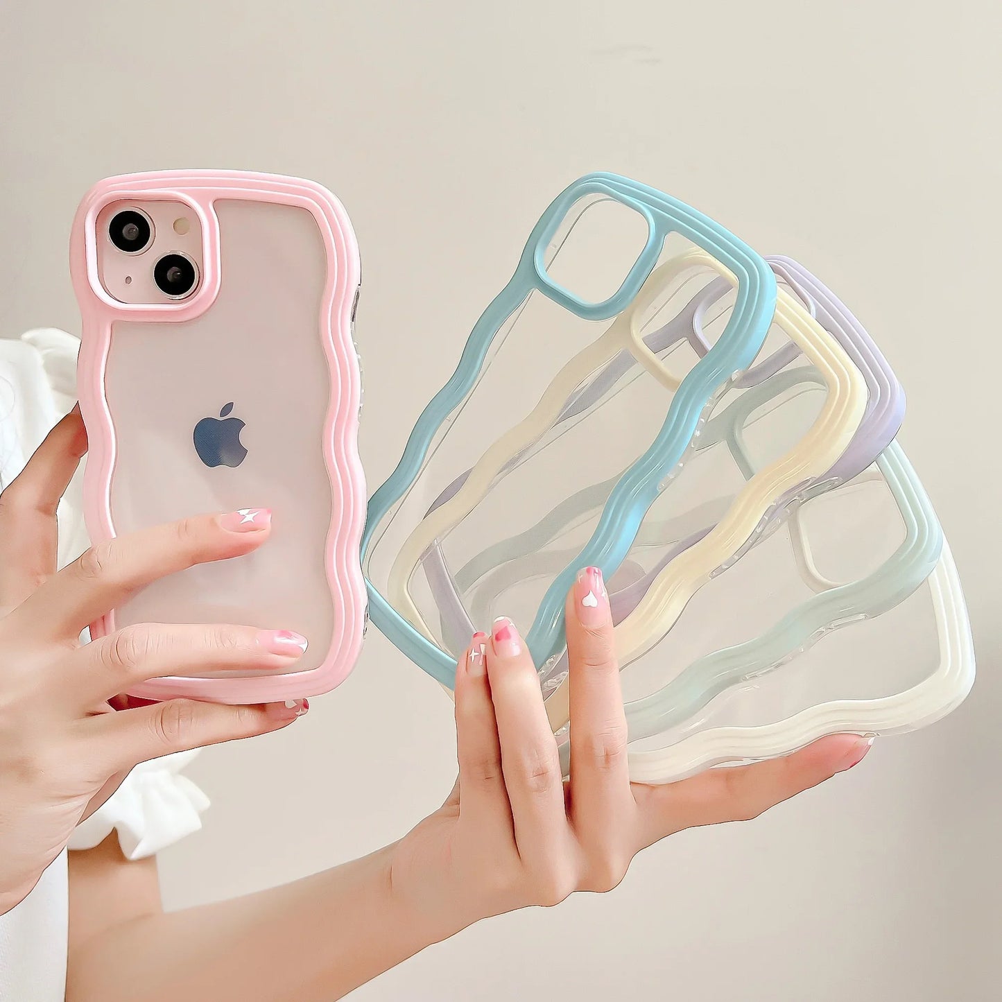 Fashion Transparent Curly Wave Case