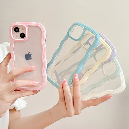 Fashion Transparent Curly Wave Case