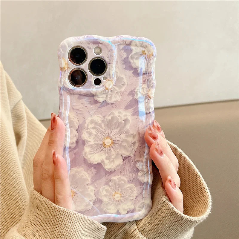 Laser Flowers Glitter Soft Silicone iPhone Case