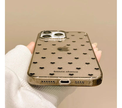 Cute Heart Lovely Polka Dot Love Glitter Phone Case