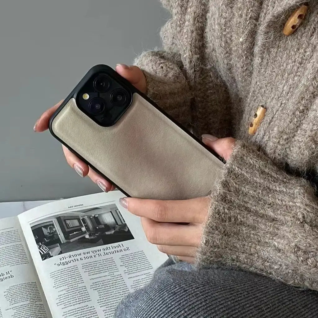 Retro Brown Gradient Leather Shockproof Protective Phone Case