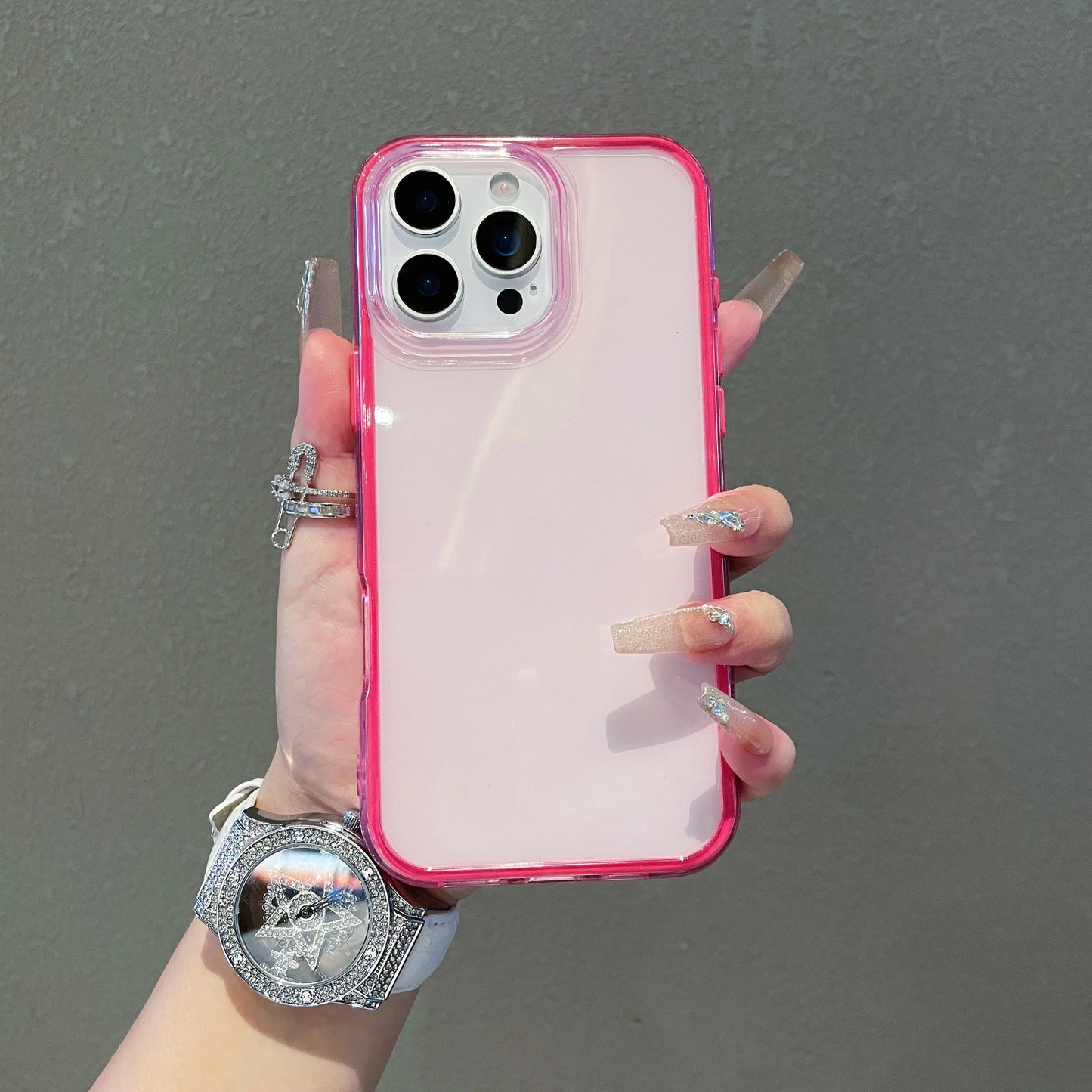 Fashion 2 IN 1 Jelly Candy Color Clear Phone Case