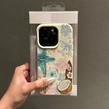 Fresh Starfish Coconut Lichee Pattern Phone Case New