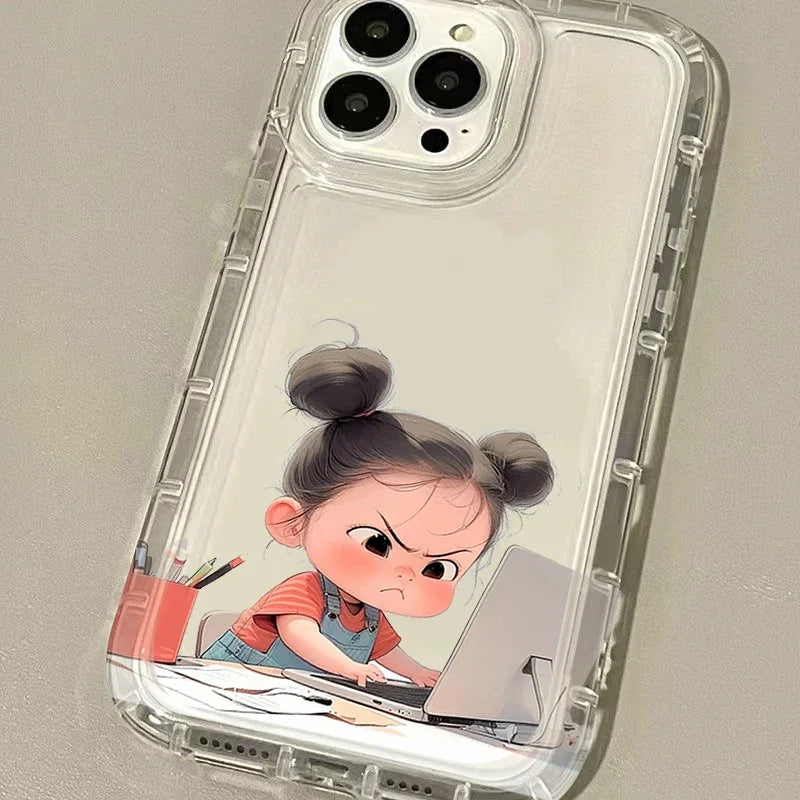 Cute Angry Little Girl Pattern Silicone Case