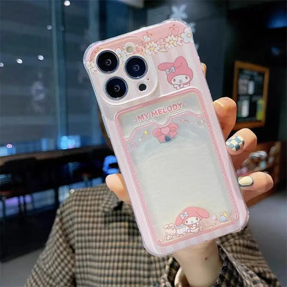 Kuromi Melody Card Holder Phone Case for iPhone
