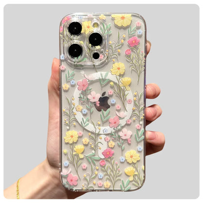 Floral Magsafe Clear Case for iPhone