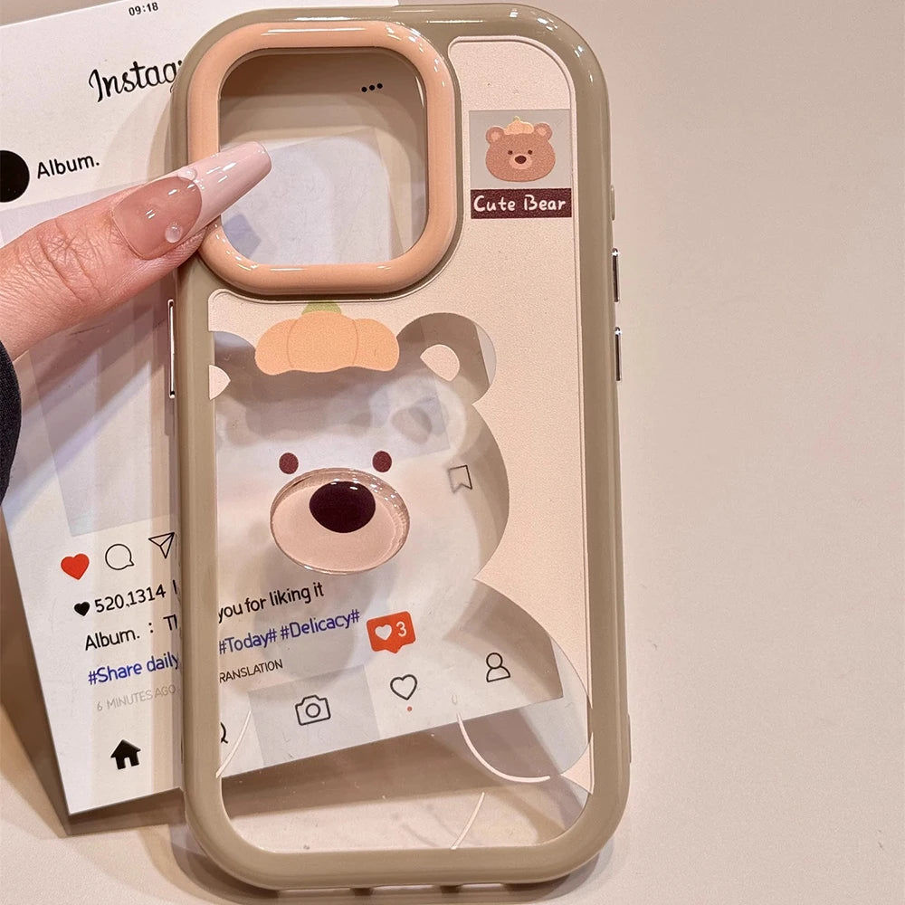 Cute Animal Fruits Series Rotating Stickers with Holder Phone Case