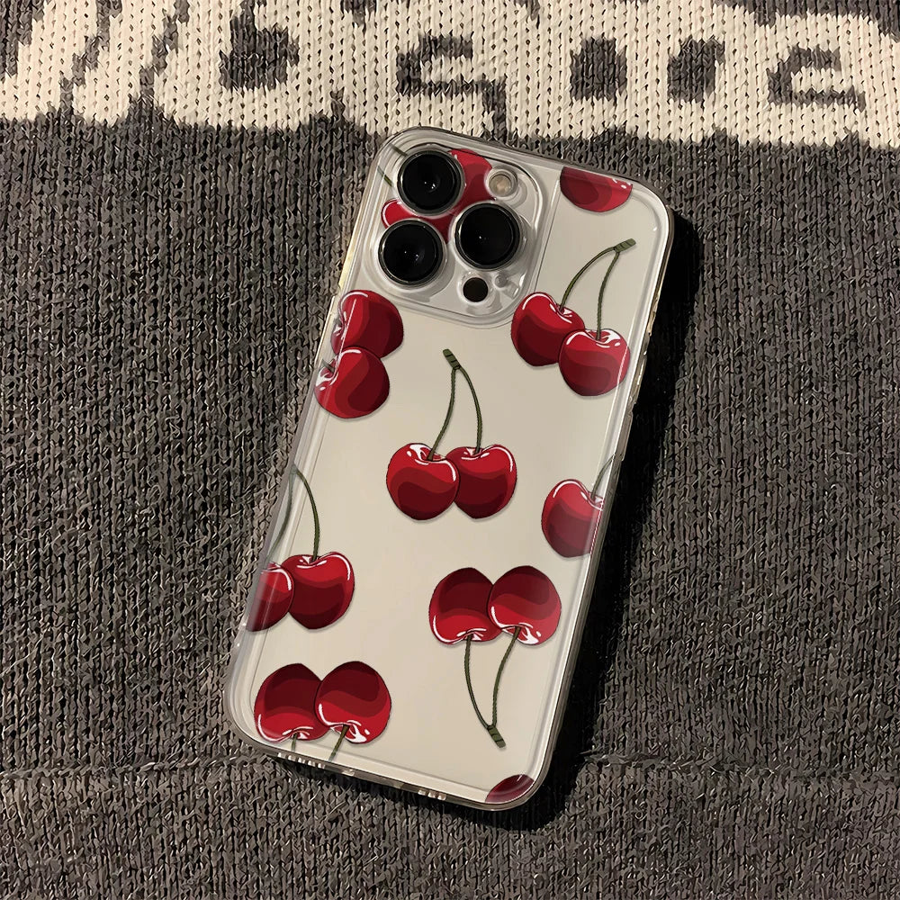 Red Cherry Phone Case Cute Girl Creative Cover Case Funda