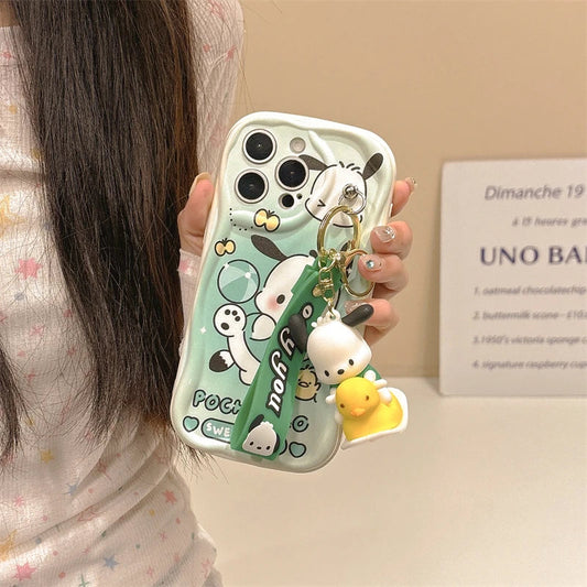 3D Kuromi Wavy Case with Strap for iPhone