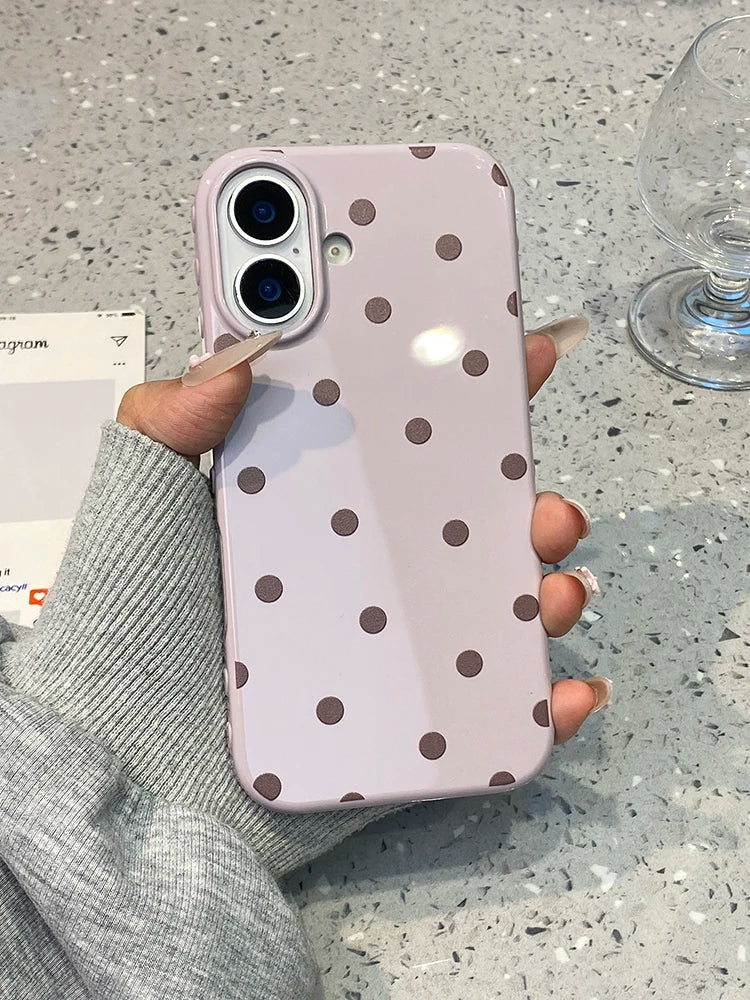 Simple Fashion Purple Circular Dots Beige Polka Dots Phone Case