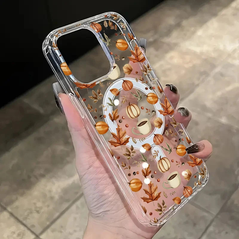 Pumpkin Autumn Leaves Coffee Phone Case