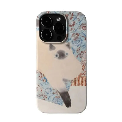 Vintage Siamese Cat Artistic Phone Case for iPhone