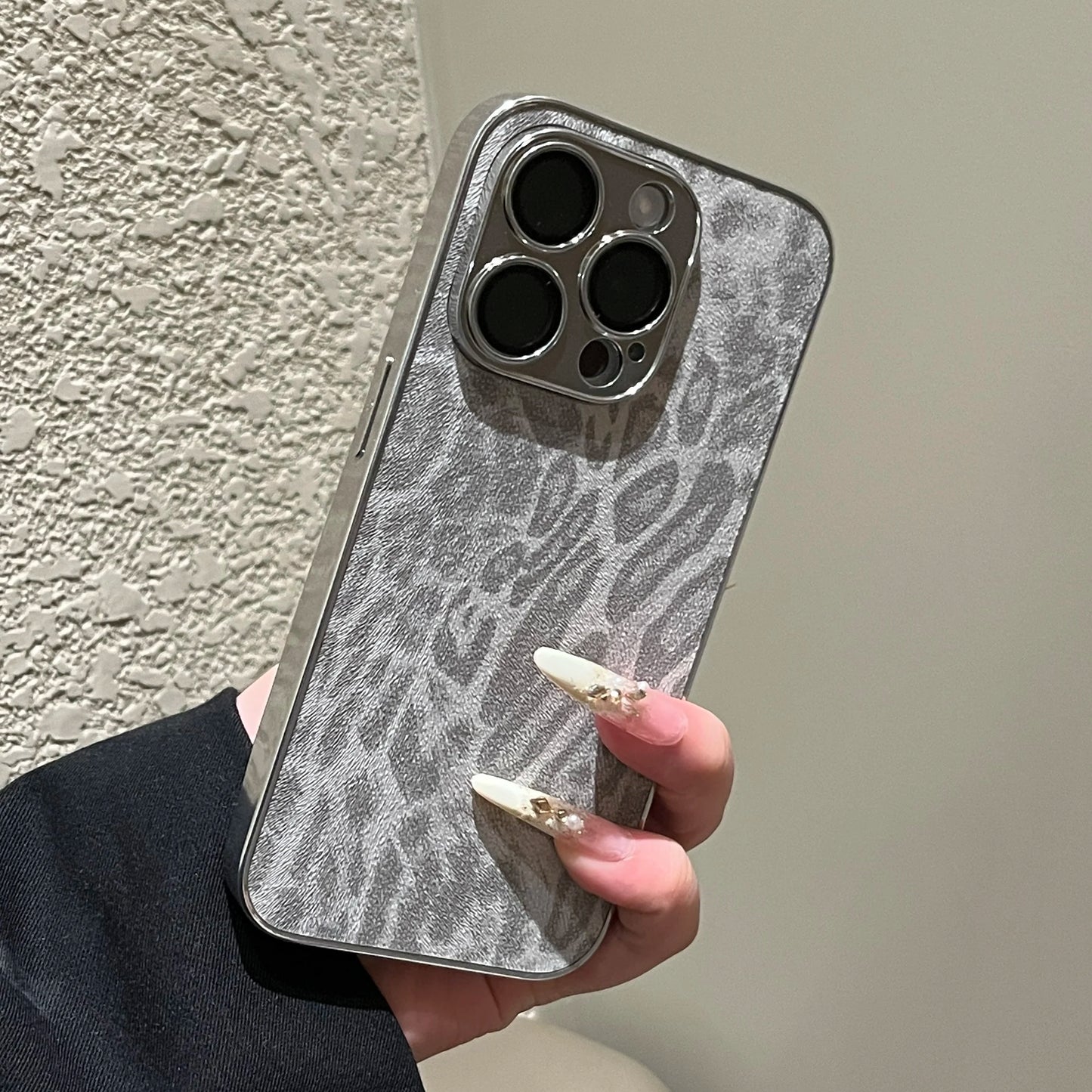 Luxury Plating Leopard Texture Leather Phone Case